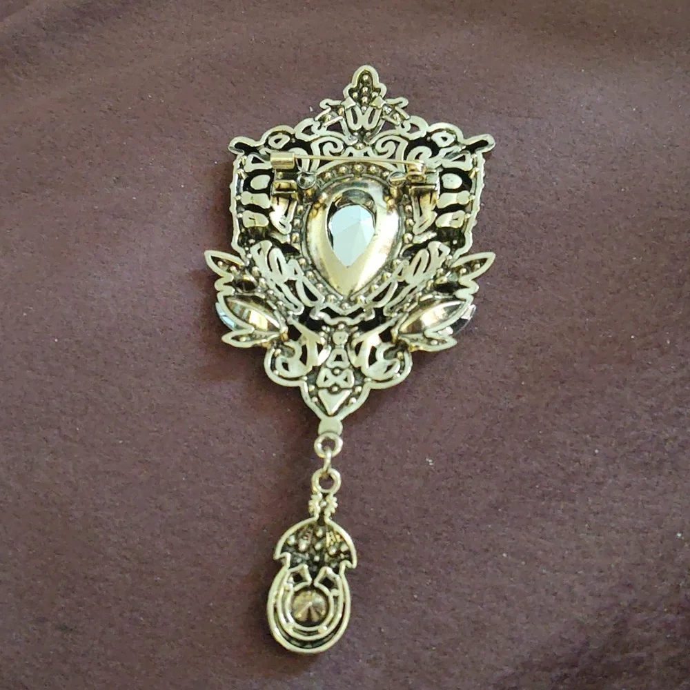 Victorian Style Blue Rhinestone Brooch